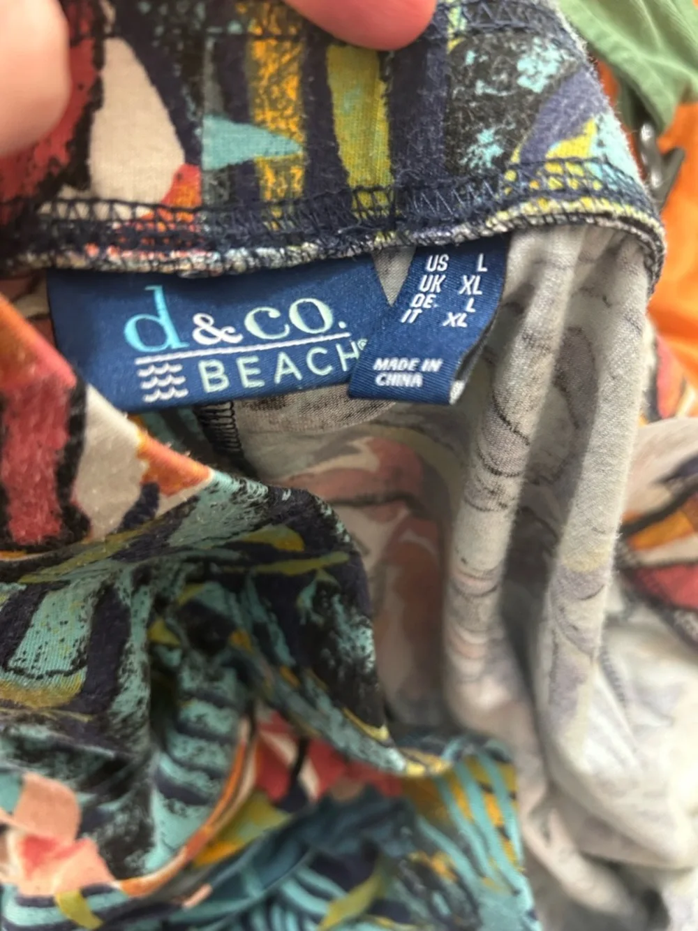 Denim & Co BEACH Pants size large tropical Wide Leg Beach Jersey d&co Stretch - Picture 3 of 4